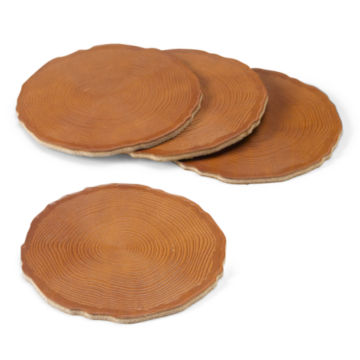 Leather Tree Ring Coasters, Set of 4 -  image number 0