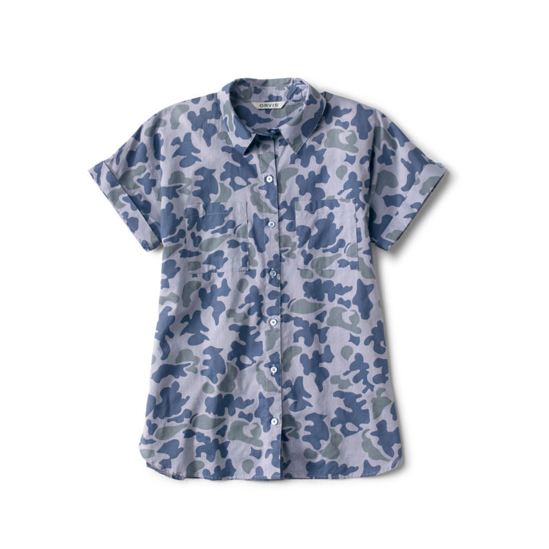 Easy Printed Short-Sleeved Camp Shirt - BLUE CAMO