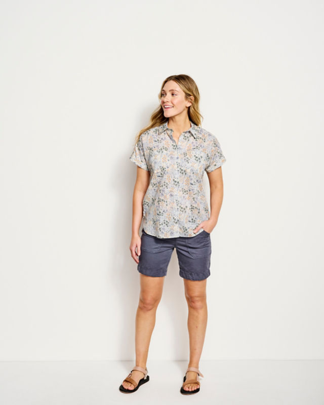 Easy Printed Short-Sleeved Camp Shirt - HONEYCOMB STRIPE image number 1
