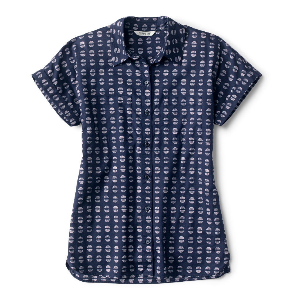 Easy Printed Short-Sleeved Camp Shirt - BLUE MOON CLIP DOT image number 0