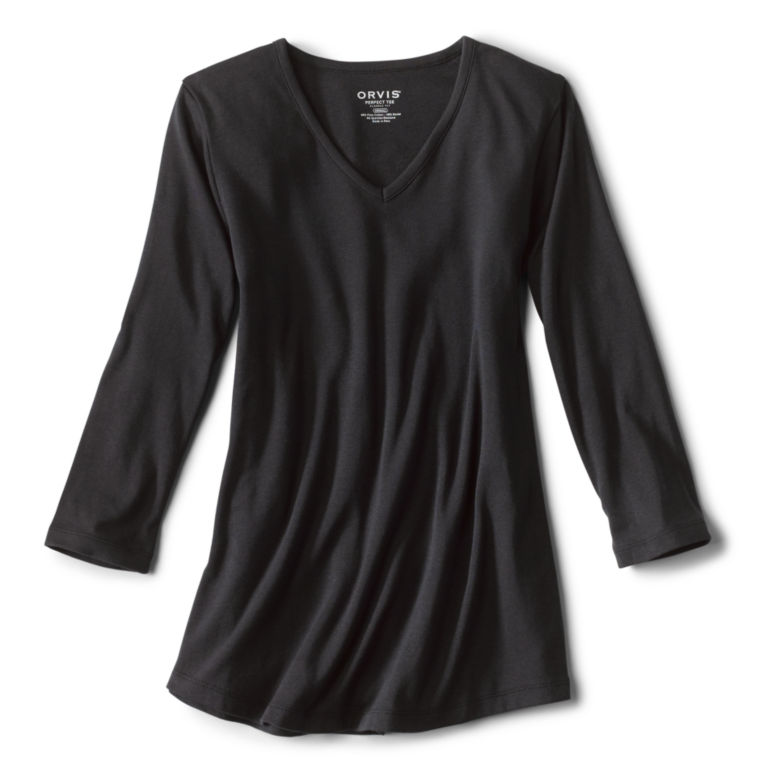 Relaxed V-Neck Three-Quarter-Sleeved Perfect Tee -  image number 0