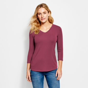 Relaxed V-Neck Three-Quarter-Sleeved Perfect Tee - image number 1