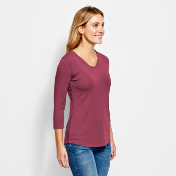 Relaxed V-Neck Three-Quarter-Sleeved Perfect Tee -  image number 2