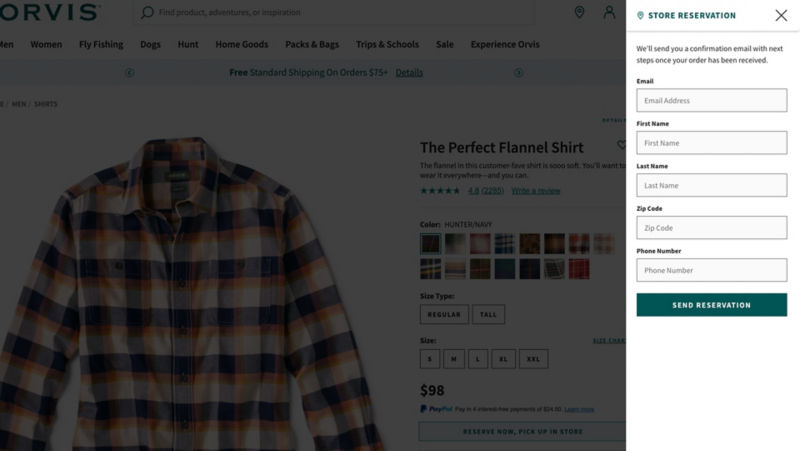 A screen shot of the product page showing a form to fill out with contact information.