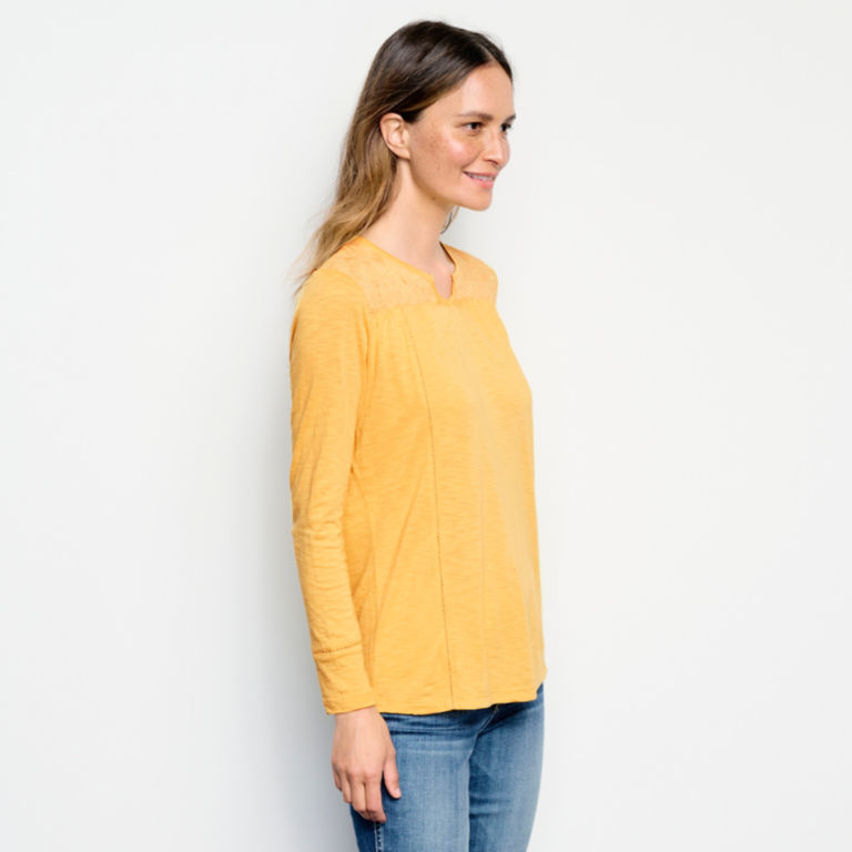 Garment-Dyed Mixed-Media Long-Sleeved Tee - OCHRE image number 2