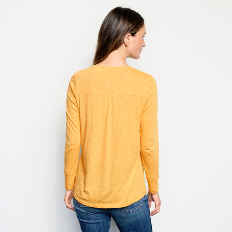 Garment-Dyed Mixed-Media Long-Sleeved Tee - OCHRE image number 3