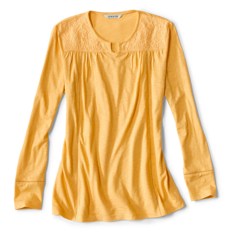 Garment-Dyed Mixed-Media Long-Sleeved Tee - OCHRE image number 0
