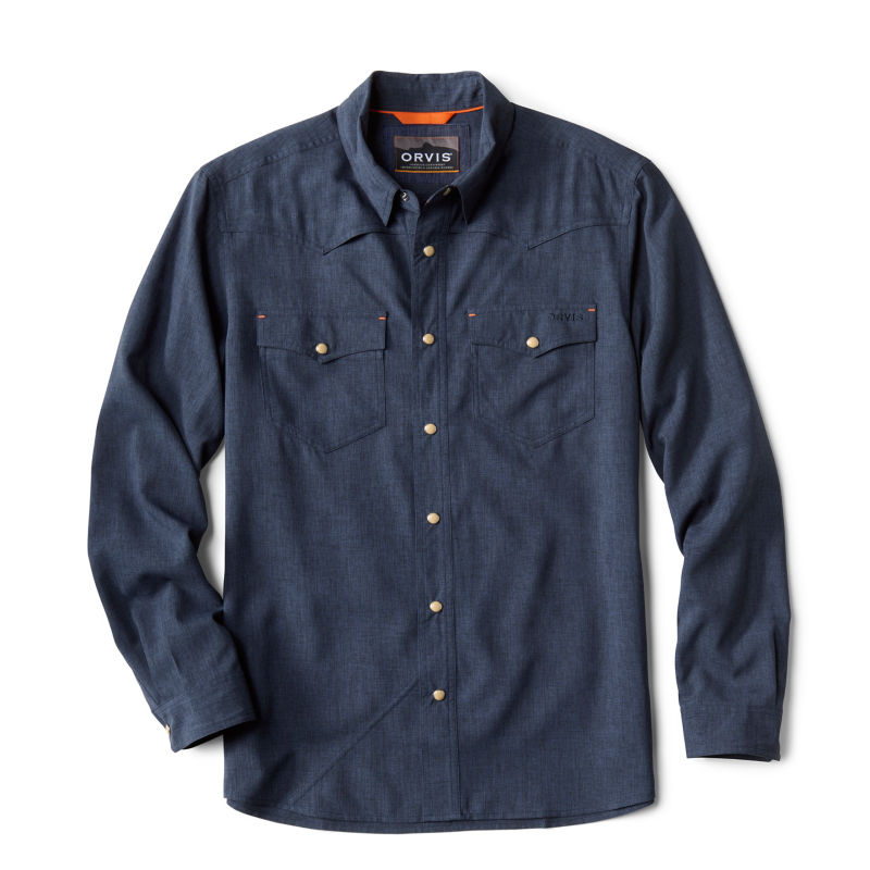Tech Chambray Long-Sleeve Western Shirt - TRUE NAVY image number 6