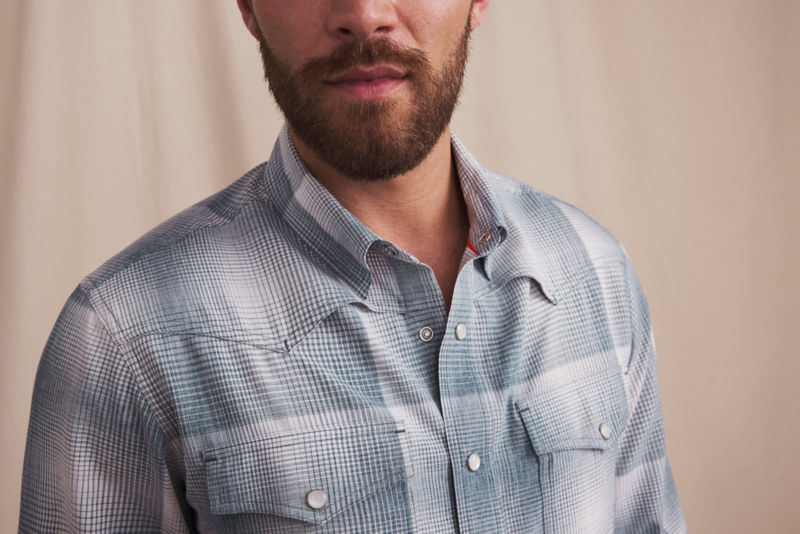Tech Chambray Long-Sleeve Western Shirt - BLUE CHAMBRAY image number 2