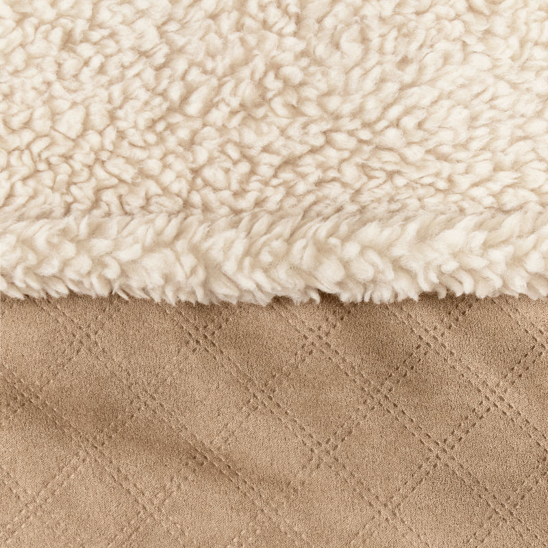 Orvis ComfortFill-Eco&trade; Wraparound Dog Bed with Fleece - KHAKI image number 4