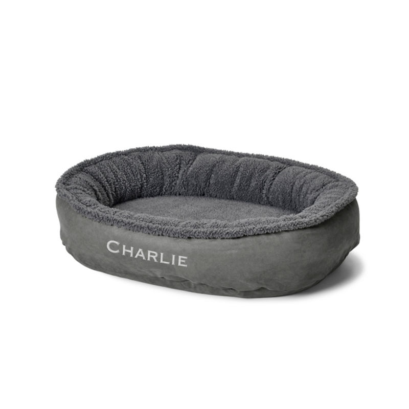 Orvis ComfortFill-Eco&trade; Wraparound Dog Bed with Fleece - GUN METAL image number 1