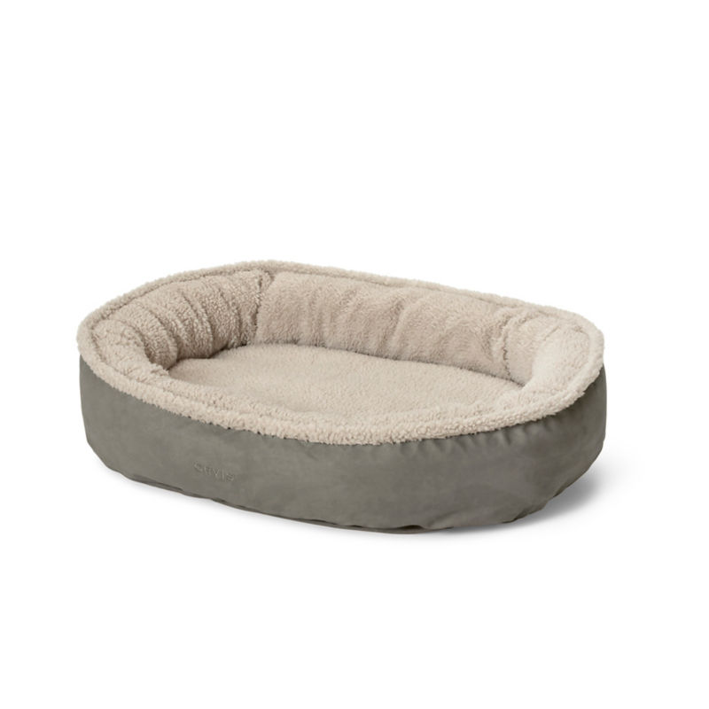 Orvis ComfortFill-Eco&trade; Wraparound Dog Bed with Fleece - OLIVE/KHAKI image number 1