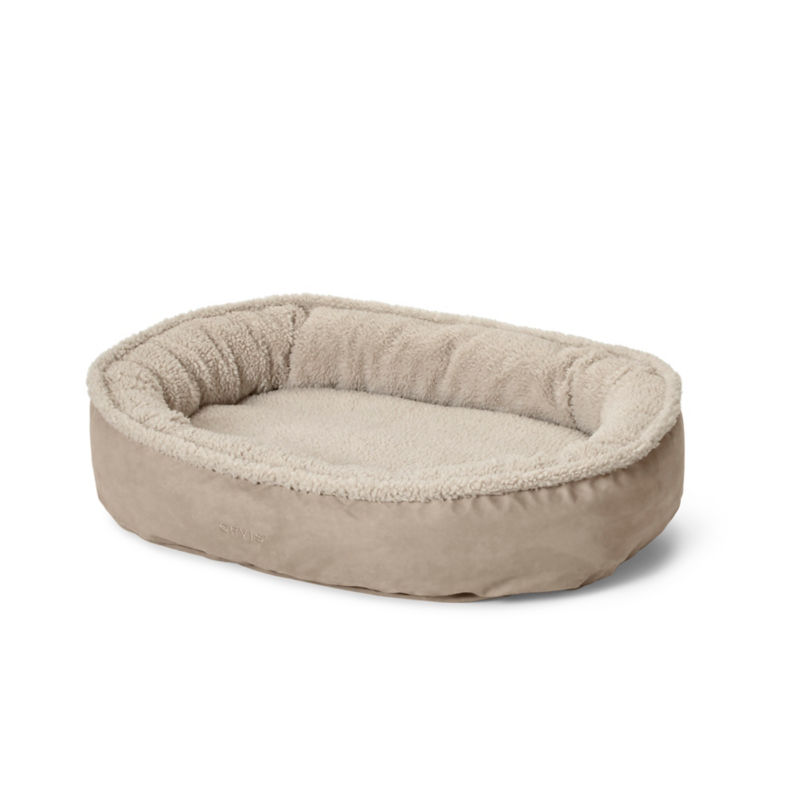 Orvis ComfortFill-Eco&trade; Wraparound Dog Bed with Fleece - DESERT KHAKI/KHAKI image number 3