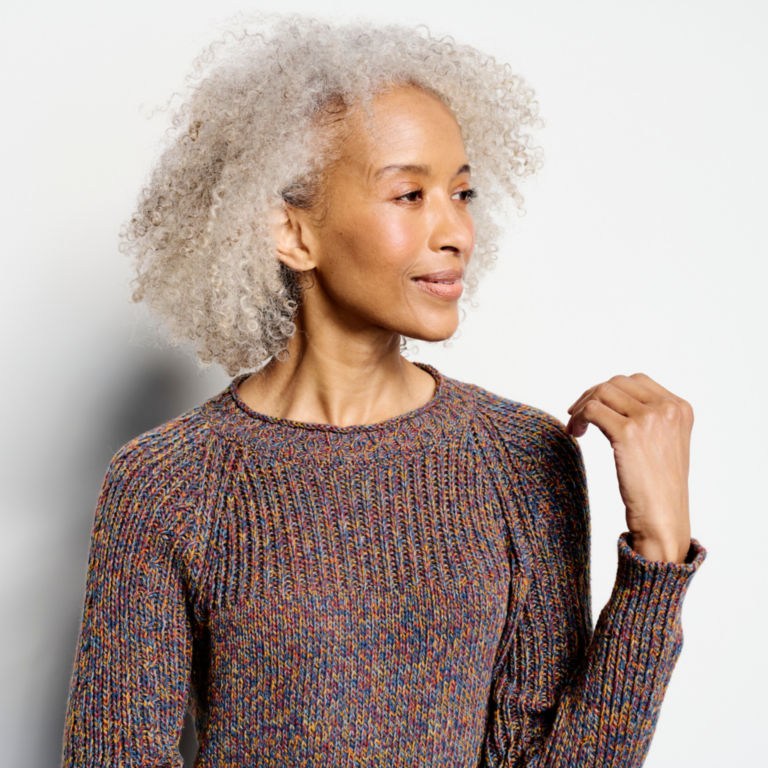 Marled Stitch Roll Neck Sweater - BLUE MULTI image number 3