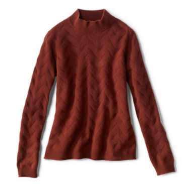 Easy Cashmere Cable Mockneck Sweater - REDWOOD