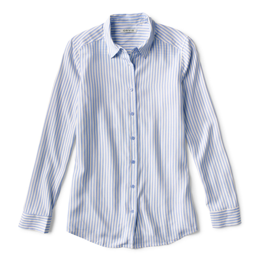 Long-Sleeved Everyday Silk Shirt - BLEACHED BLUE STRIPE image number 0