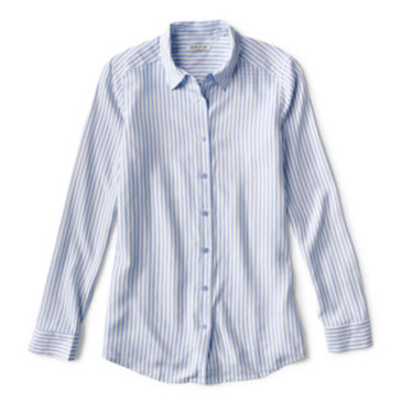 Long-Sleeved Everyday Silk Shirt - BLEACHED BLUE STRIPE