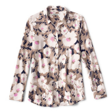 Long-Sleeved Everyday Silk Shirt - FEATHER BREEZY FLORAL