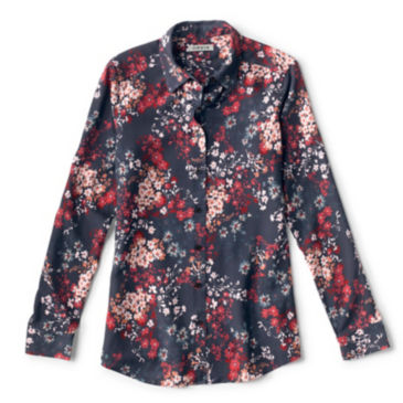Long-Sleeved Everyday Silk Shirt - CARBON BOUQUET FLORAL
