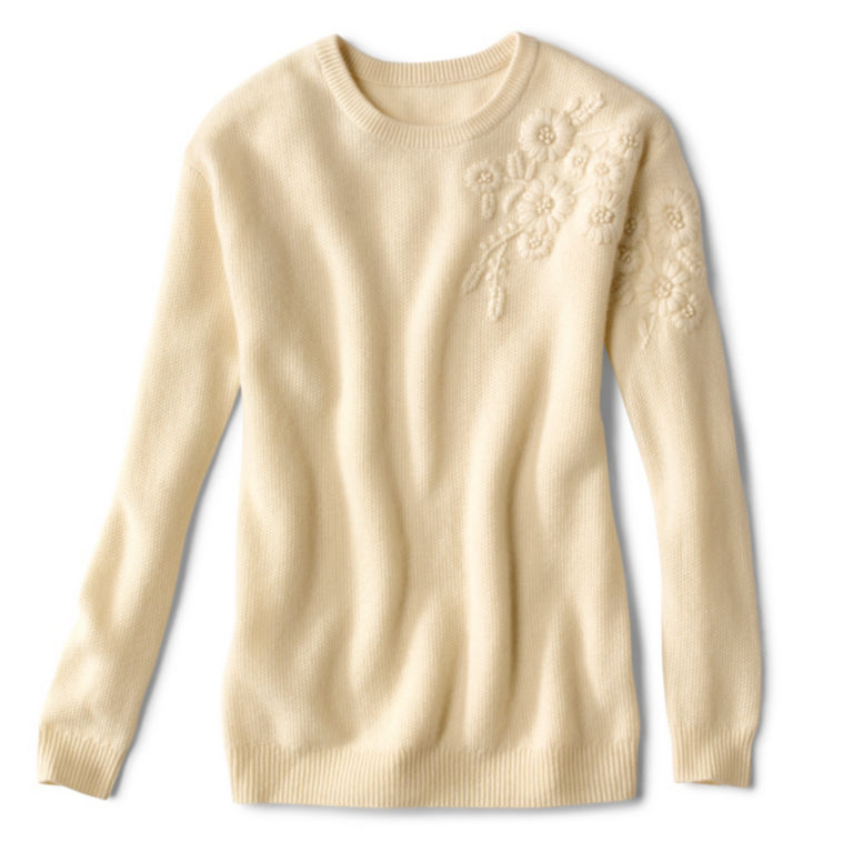 Natural Cashmere Embroidered Sweater - LIGHT NATURAL image number 0