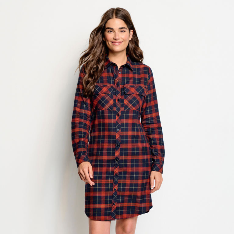 Lodge Flannel Shirtdress - NAVY/SPICE image number 1