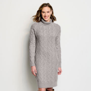 Signature Merino Cable Sweater Dress - MEDIUM HEATHER GREY image number 1