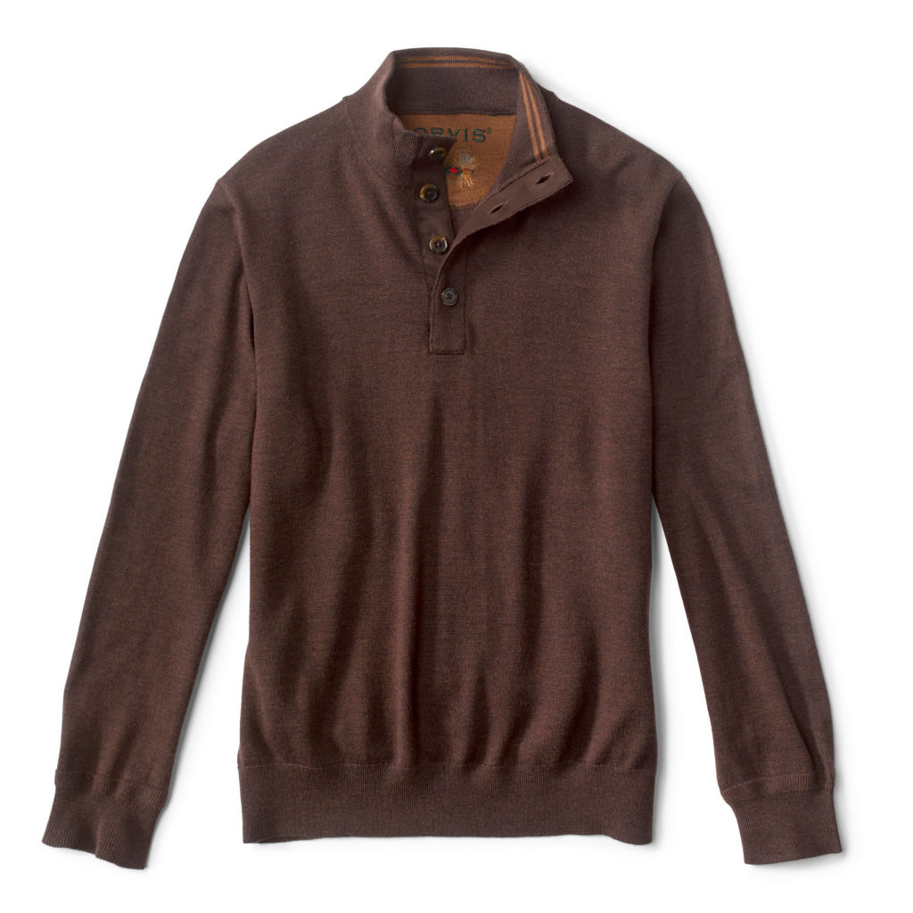 Merino Button Mockneck Sweater - MOCHA image number 0