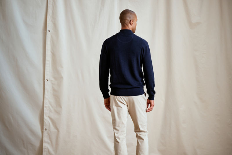 Merino Button Mockneck Sweater - NAVY image number 3