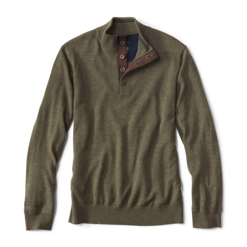 Merino Button Mockneck Sweater - TARRAGON image number 0