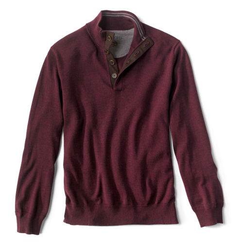 A burgundy, merino-wool sweater