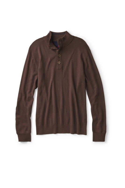 Merino Button Mockneck Sweater - ESPRESSO