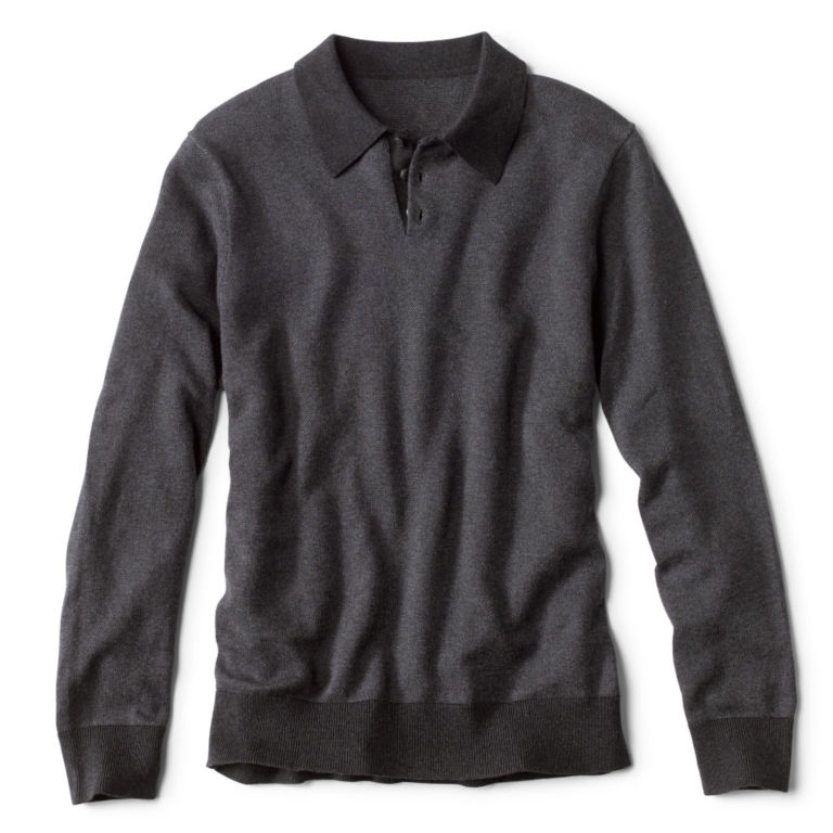 Bird’s-Eye Sweater Polo - CHARCOAL image number 0