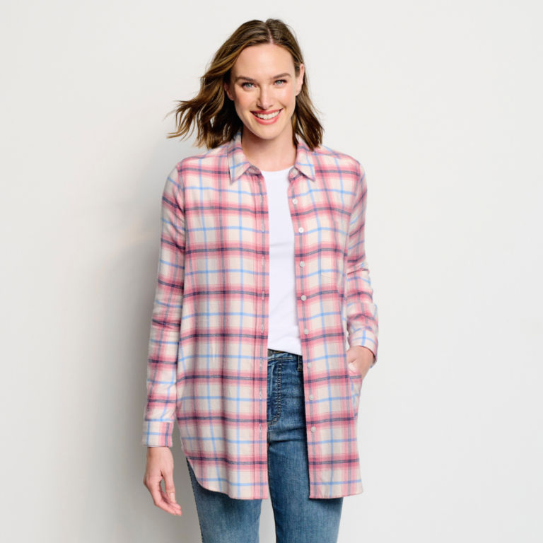 Soft Flannel Big Shirt - ROSE PLAID image number 1