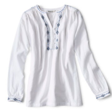 Embroidered Popover Shirt - WHITE/BLUEimage number 3
