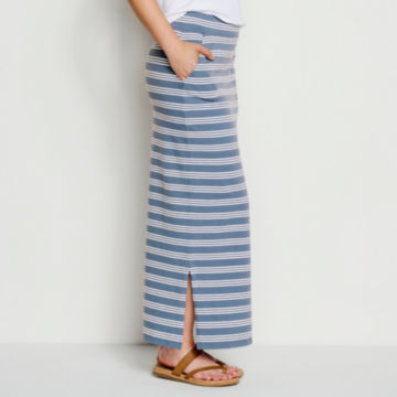 Sundown Striped Classic Cotton Skirt - BLUESTONE/WHITE STRIPE image number 1