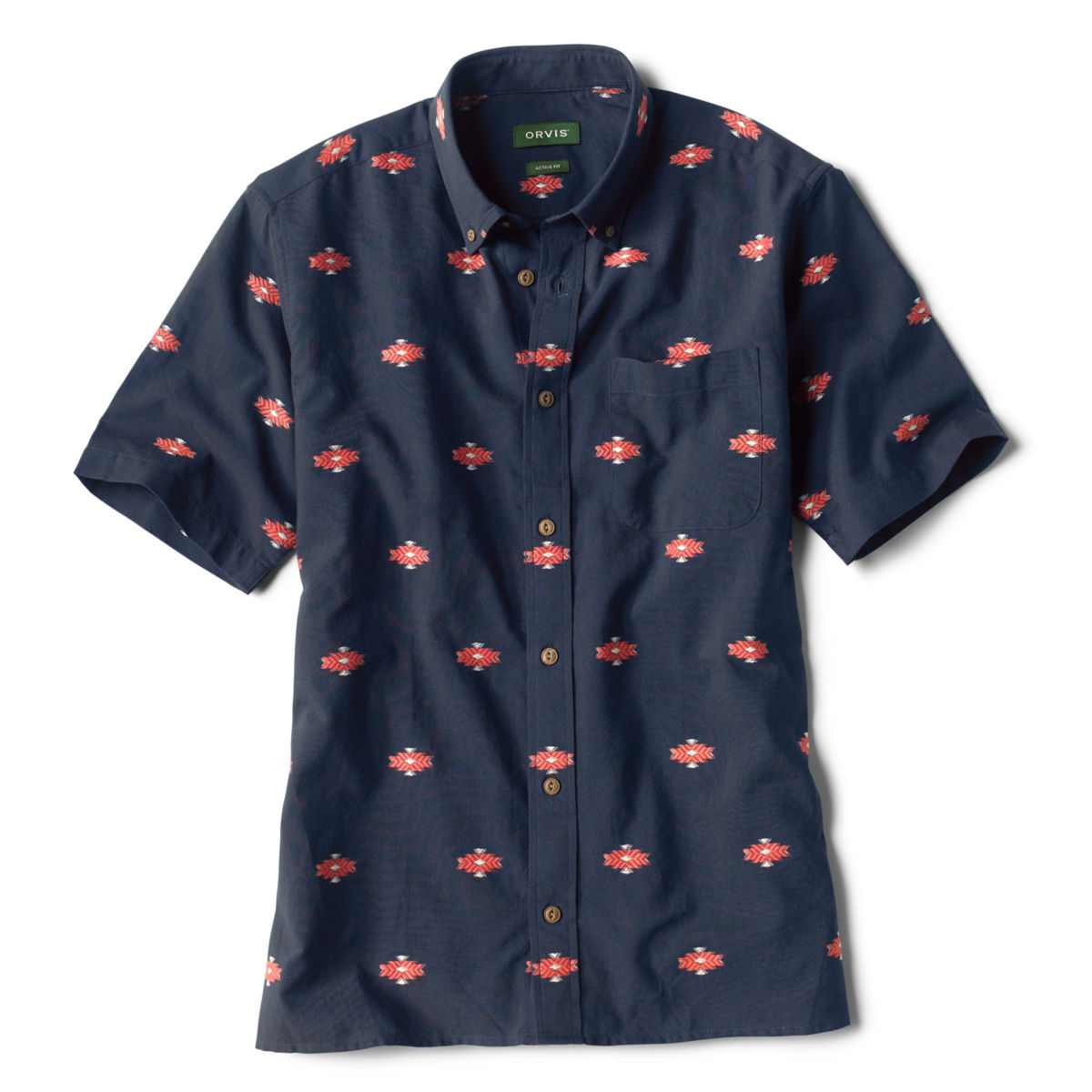 Three Forks Short-Sleeved Dobby Shirt - NAVYimage number 0