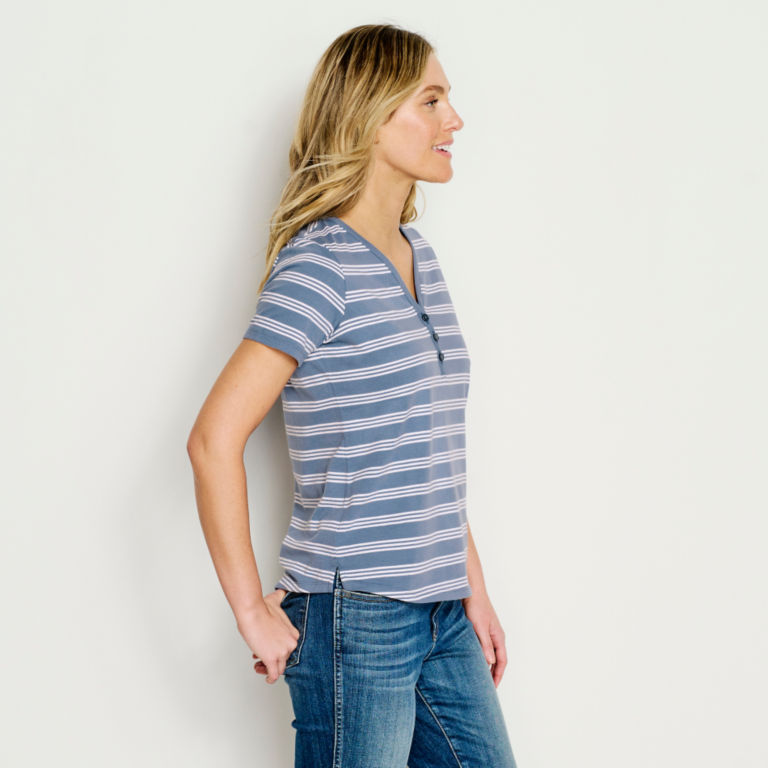 Classic Cotton Striped Short-Sleeved Henley -  image number 1