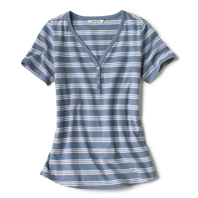 Classic Cotton Striped Short-Sleeved Henley -  image number 3