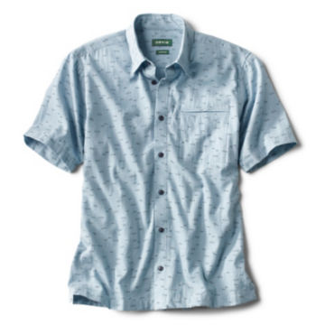 Mélange Print Short-Sleeved Shirt - BLUEimage number 0