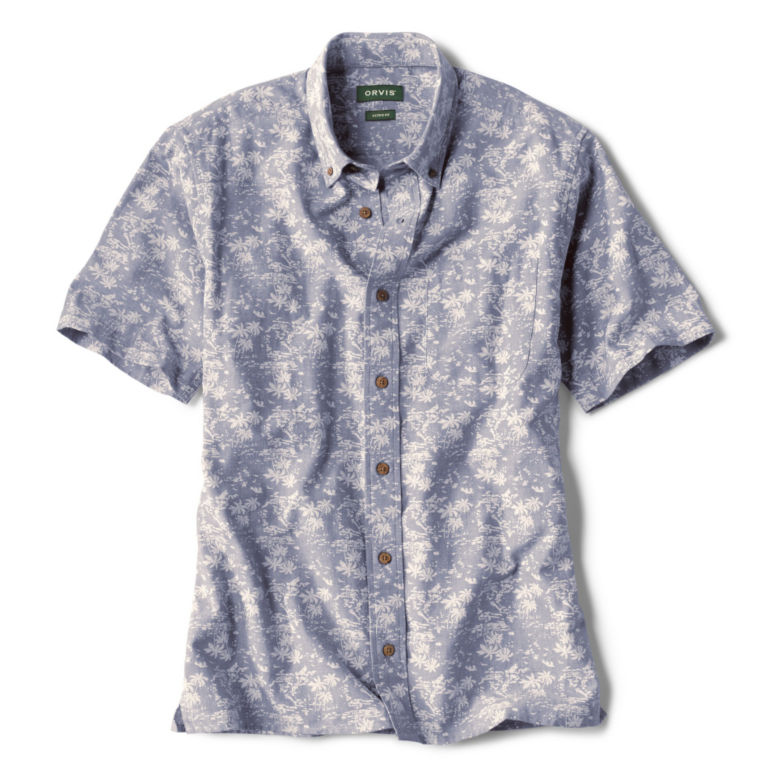 North Shore Short-Sleeved Printed Button-Down Shirt - BLUE HERON image number 0