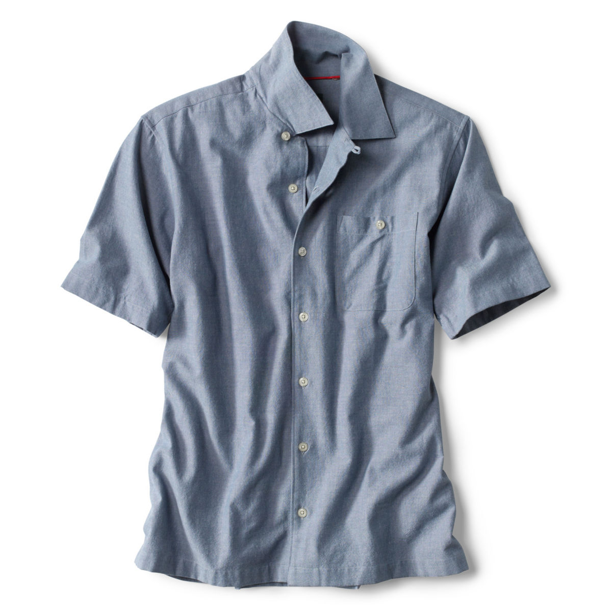 Chambray Short-Sleeved Camp Shirt - BLUEimage number 0