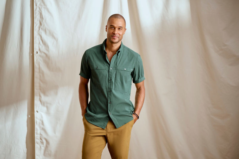 Open Air Caster Short-Sleeve Shirt - MINERAL BLUE/WHITE image number 1