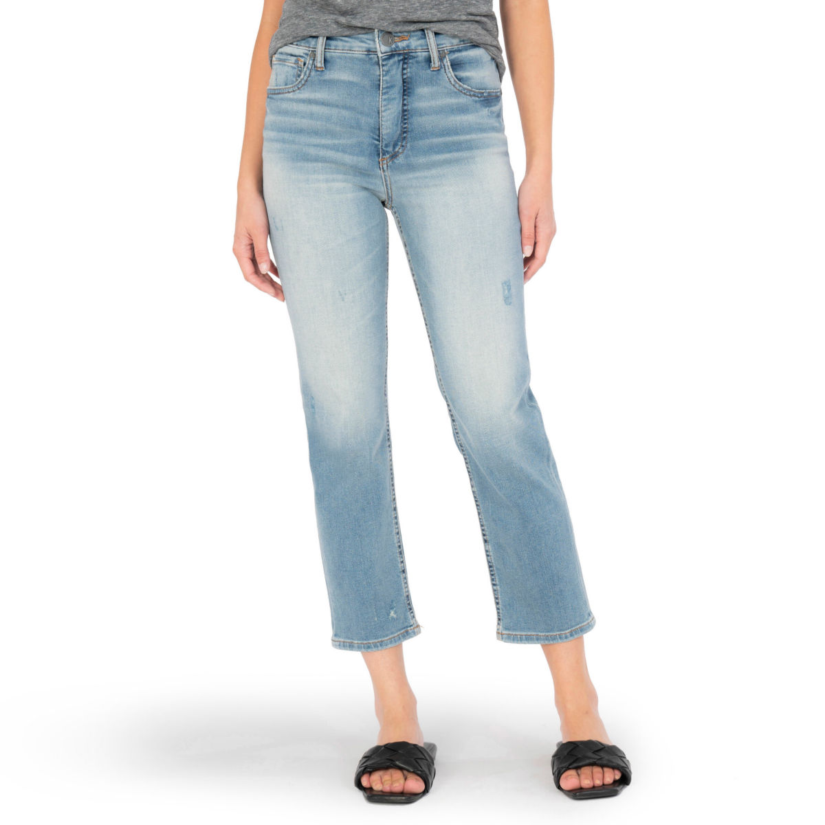 Kut from the Kloth® Elizabeth High-Rise Fab Ab Straight Crop Jeans - LIGHT INDIGOimage number 0