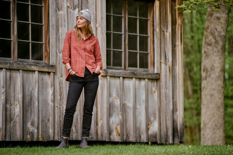 Everyday Boyfriend Shirt - RUSSET WINDOWPANE PLAID image number 1