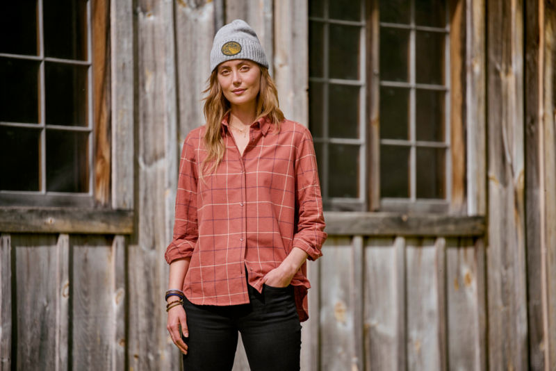 Everyday Boyfriend Shirt - RUSSET WINDOWPANE PLAID