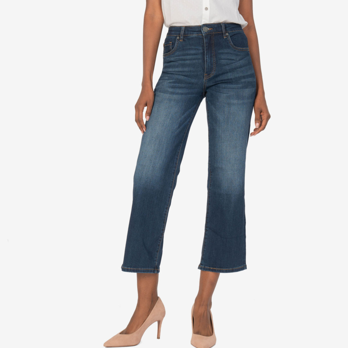 Kut from the Kloth® Charlotte High-Rise Fab Ab Wide-Leg Crop Jeans - DARK INDIGOimage number 0
