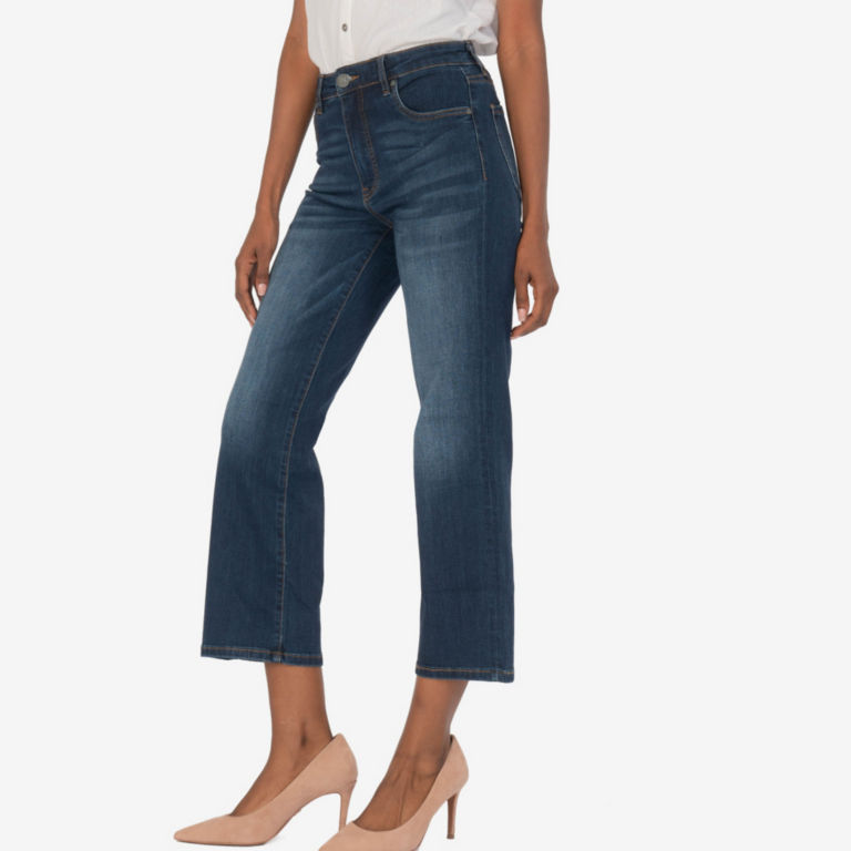 Kut from the Kloth® Charlotte High-Rise Fab Ab Wide-Leg Crop Jeans - DARK INDIGO image number 1