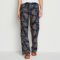 Performance Linen Relaxed Fit Wide Leg Pant - NAVY BOTANICAL PRINT image number 0