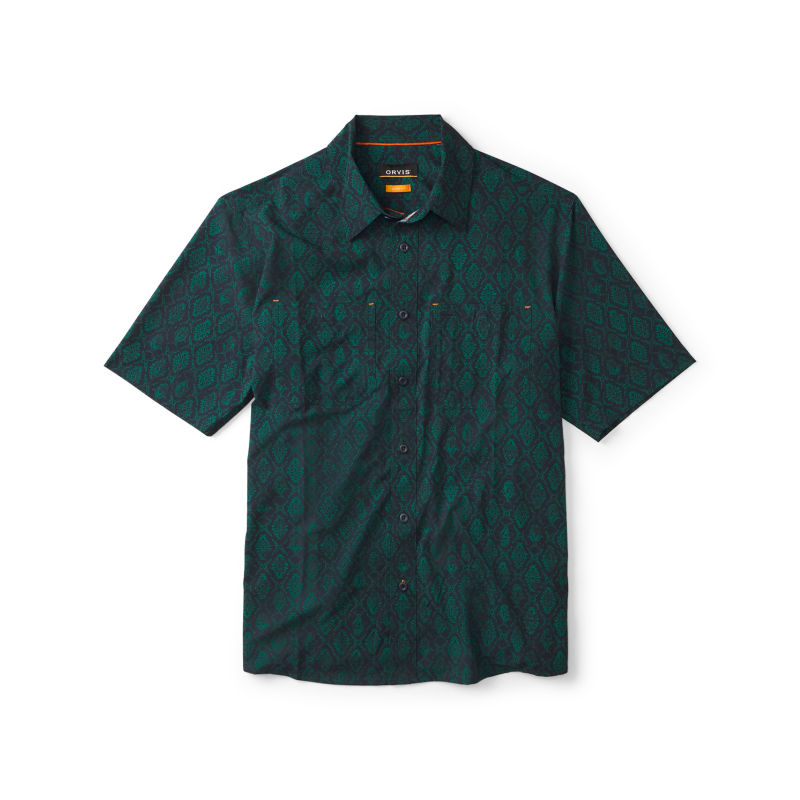 Tropic Tech Printed Short-Sleeve Shirt - BOTTLE GREEN/DARK NAVY KALAMKARI PRINT
