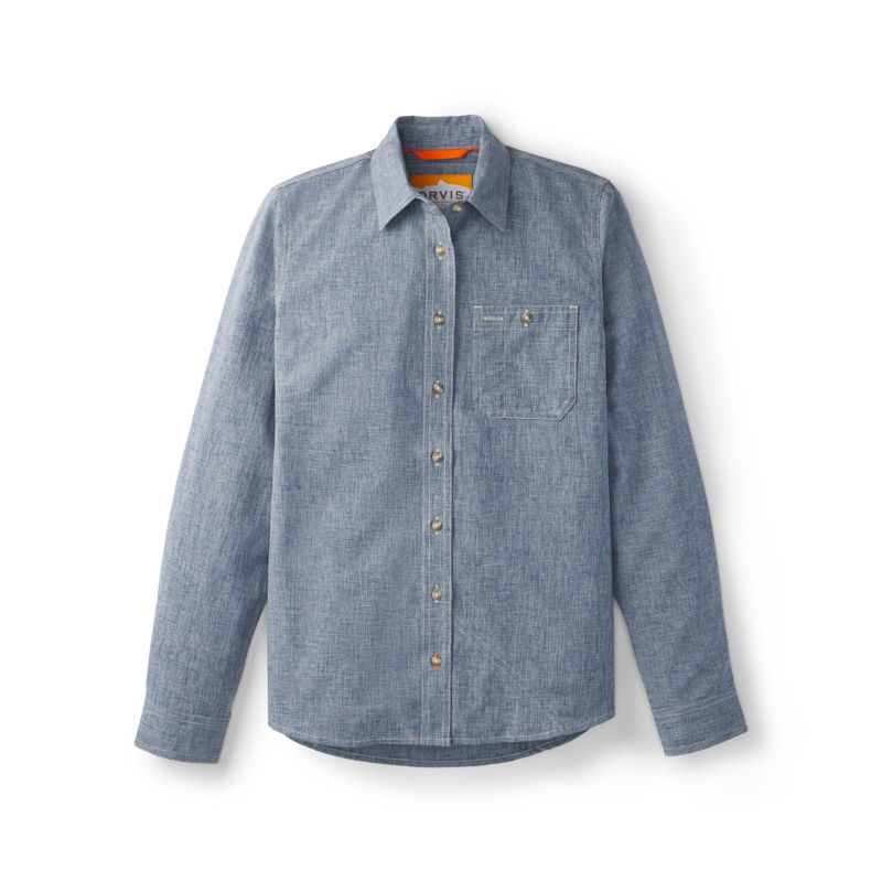 Women&rsquo;s Tech Chambray Long-Sleeve Work Shirt - BLUE CHAMBRAY image number 5